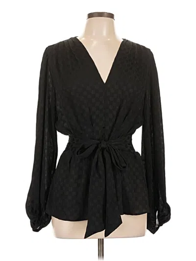 Pre-owned Max Studio Long Sleeve Blouse In Black