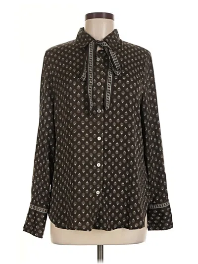 Pre-owned Max Studio Long Sleeve Blouse In Black