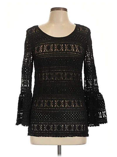 Pre-owned Max Studio Long Sleeve Blouse In Black