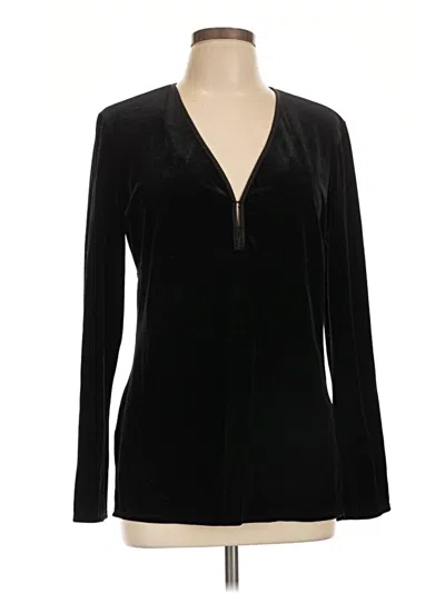Pre-owned Max Studio Long Sleeve Blouse In Black