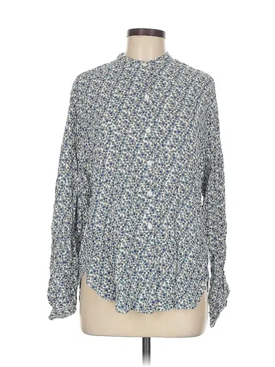 Pre-owned Max Studio Long Sleeve Blouse In Blue