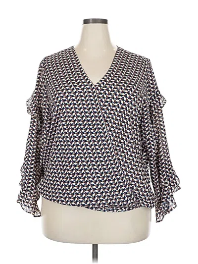 Pre-owned Max Studio Long Sleeve Blouse In Blue