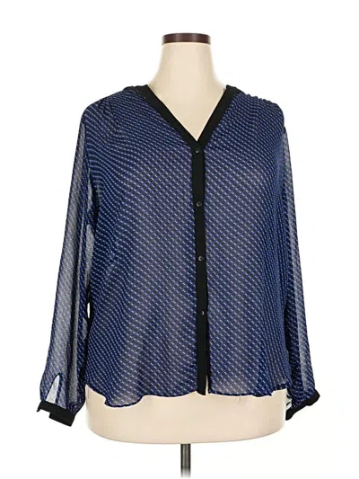 Pre-owned Max Studio Long Sleeve Blouse In Blue