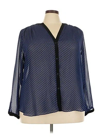 Pre-owned Max Studio Long Sleeve Blouse In Blue