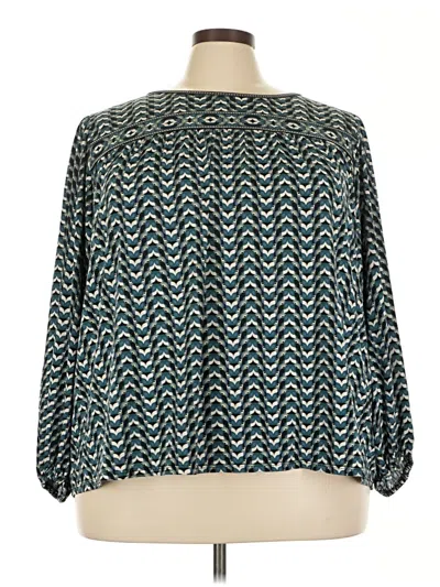 Pre-owned Max Studio Long Sleeve Blouse In Blue