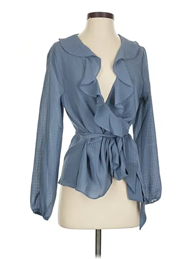 Max Studio Long Sleeve Blouse In Blue