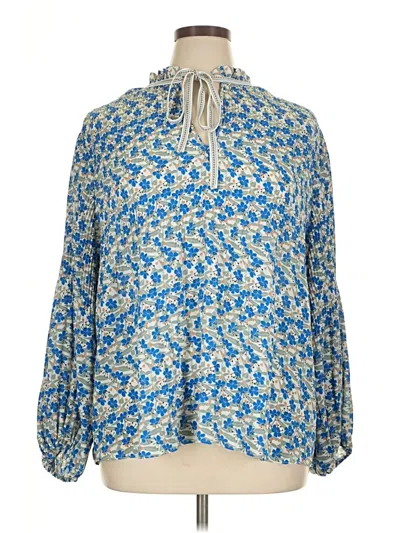 Pre-owned Max Studio Long Sleeve Blouse In Blue