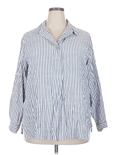 Pre-owned Max Studio Long Sleeve Blouse In Blue