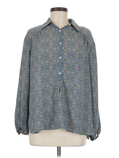 Pre-owned Max Studio Long Sleeve Blouse In Blue