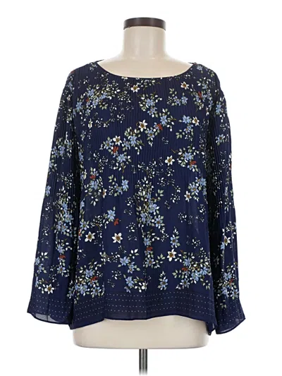 Pre-owned Max Studio Long Sleeve Blouse In Blue