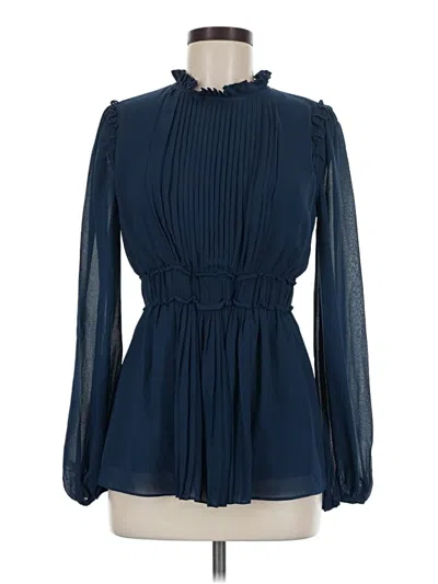 Pre-owned Max Studio Long Sleeve Blouse In Blue