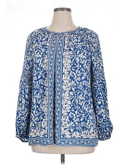 Pre-owned Max Studio Long Sleeve Blouse In Blue