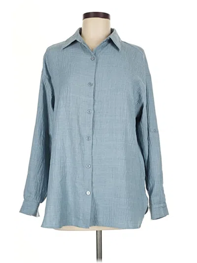 Pre-owned Max Studio Long Sleeve Blouse In Blue