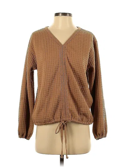 Pre-owned Max Studio Long Sleeve Blouse In Brown