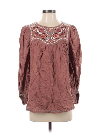 Pre-owned Max Studio Long Sleeve Blouse In Brown