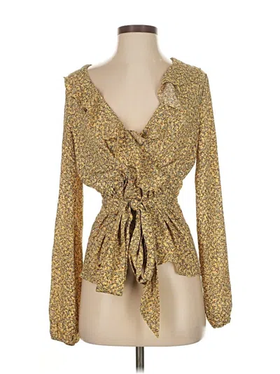 Max Studio Long Sleeve Blouse In Brown