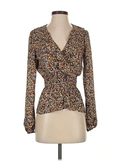 Pre-owned Max Studio Long Sleeve Blouse In Brown