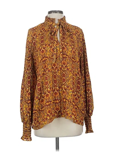 Pre-owned Max Studio Long Sleeve Blouse In Brown