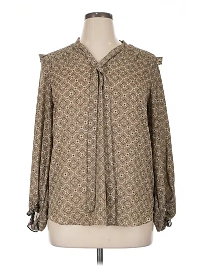 Pre-owned Max Studio Long Sleeve Blouse In Brown