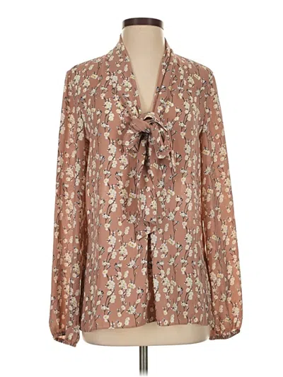 Pre-owned Max Studio Long Sleeve Blouse In Brown