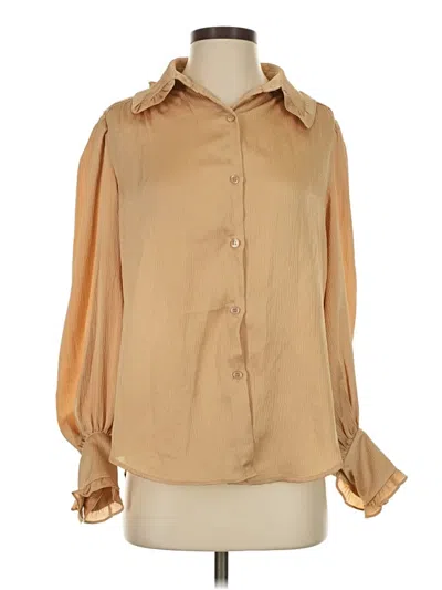 Pre-owned Max Studio Long Sleeve Blouse In Brown