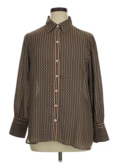 Pre-owned Max Studio Long Sleeve Blouse In Brown