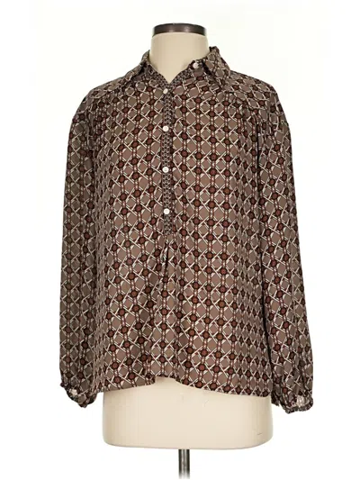 Pre-owned Max Studio Long Sleeve Blouse In Brown