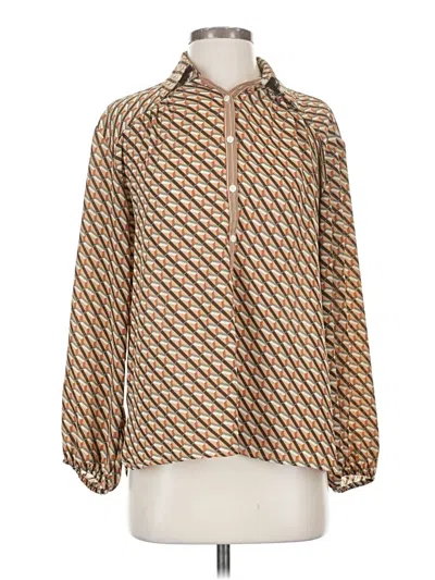 Pre-owned Max Studio Long Sleeve Blouse In Brown