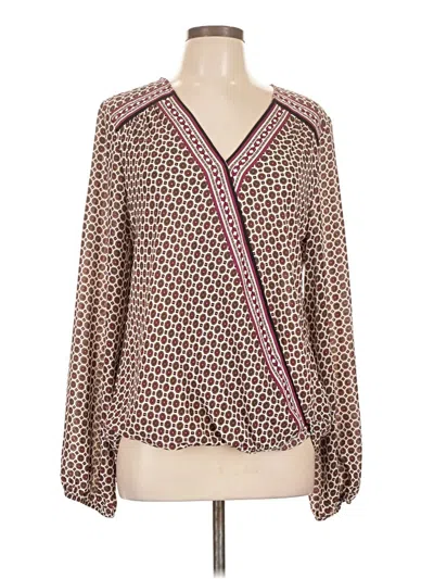 Pre-owned Max Studio Long Sleeve Blouse In Brown