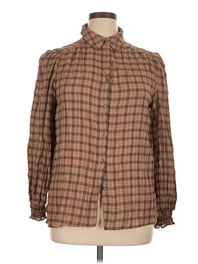 Max Studio Long Sleeve Blouse In Brown
