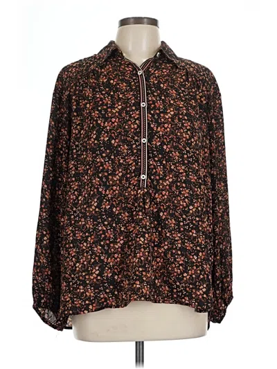 Pre-owned Max Studio Long Sleeve Blouse In Brown