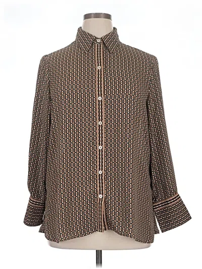 Pre-owned Max Studio Long Sleeve Blouse In Brown