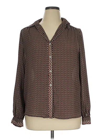 Pre-owned Max Studio Long Sleeve Blouse In Brown