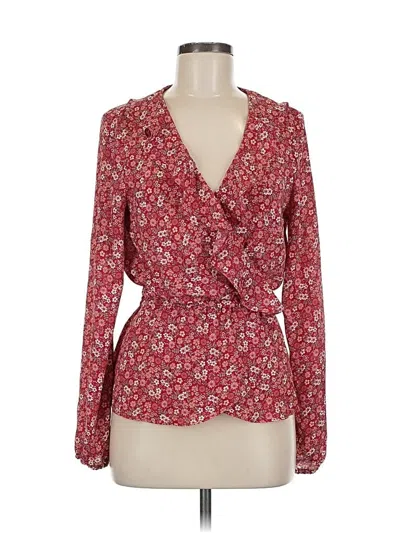 Pre-owned Max Studio Long Sleeve Blouse In Burgundy