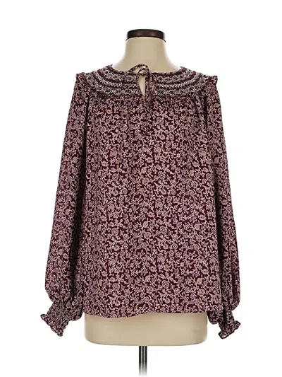 Pre-owned Max Studio Long Sleeve Blouse In Burgundy