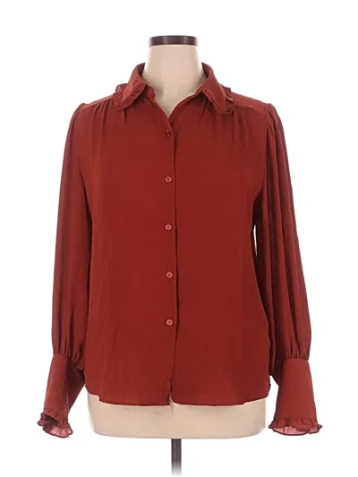 Pre-owned Max Studio Long Sleeve Blouse In Burgundy
