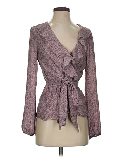 Pre-owned Max Studio Long Sleeve Blouse In Burgundy