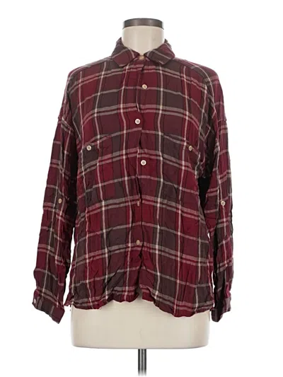 Pre-owned Max Studio Long Sleeve Blouse In Burgundy