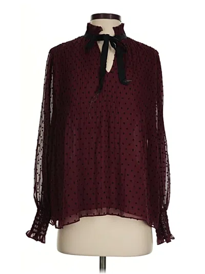 Pre-owned Max Studio Long Sleeve Blouse In Burgundy