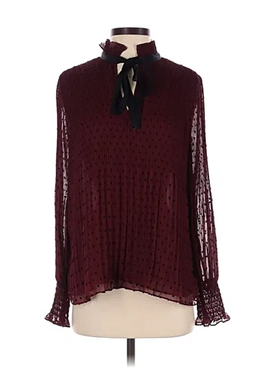 Pre-owned Max Studio Long Sleeve Blouse In Burgundy