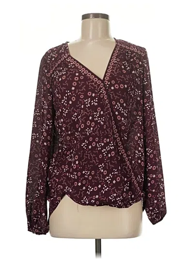 Pre-owned Max Studio Long Sleeve Blouse In Burgundy