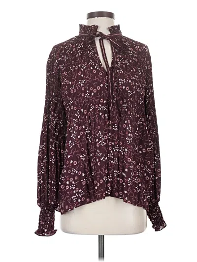 Pre-owned Max Studio Long Sleeve Blouse In Burgundy