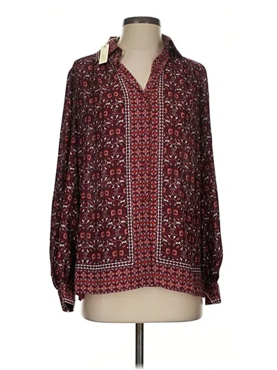 Pre-owned Max Studio Long Sleeve Blouse In Burgundy