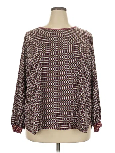 Pre-owned Max Studio Long Sleeve Blouse In Burgundy