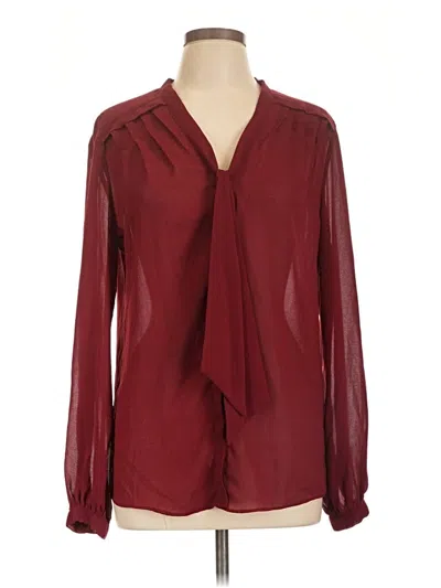 Pre-owned Max Studio Long Sleeve Blouse In Burgundy