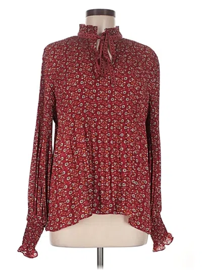 Pre-owned Max Studio Long Sleeve Blouse In Burgundy