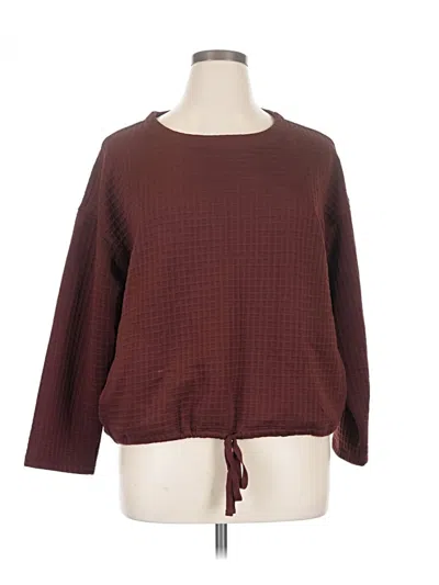 Pre-owned Max Studio Long Sleeve Blouse In Burgundy