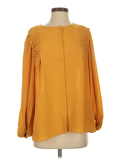 Pre-owned Max Studio Long Sleeve Blouse In Gold