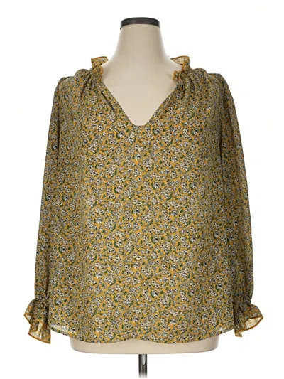 Pre-owned Max Studio Long Sleeve Blouse In Gold