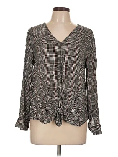 Pre-owned Max Studio Long Sleeve Blouse In Gray